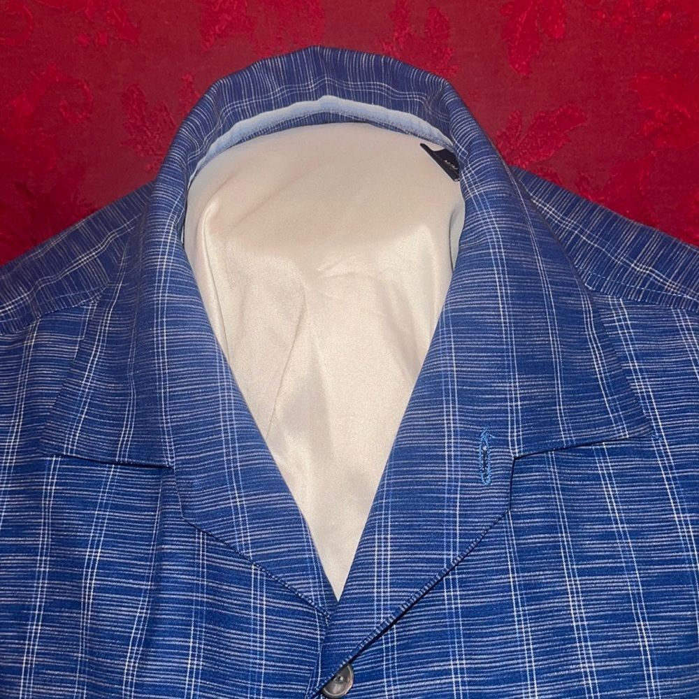 Tommy Bahama Mens Silk Blue‎ Squares Short Sleeve Button Down Shirt Medium